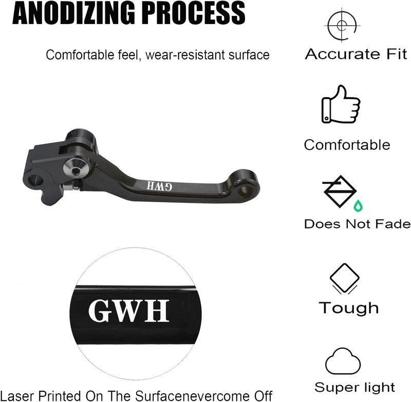 Adsspro Motorcycle Foldable Brake Clutch Lever Handle CNC Aluminum Pivot for RM125 RM250 RM 125 250 1996 1997 1998 1999 2000 2001 2002 2003 96-03 Dirt Pit Bike (Black) - Image 4
